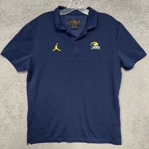 Jordan Brand Michigan Wolverines Polo Shirt‎ Men's Size M Blue Dri-Fit Golf